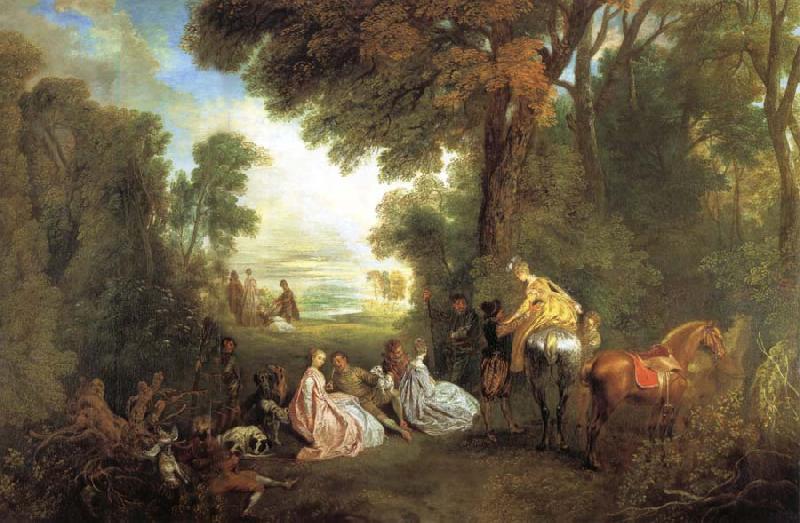 Jean-Antoine Watteau The Halt During the Chase Germany oil painting art
